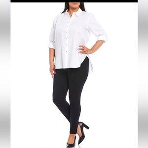 New! Calvin klein plus size 3X white roll tab long sleeve non iron cotton shirt.